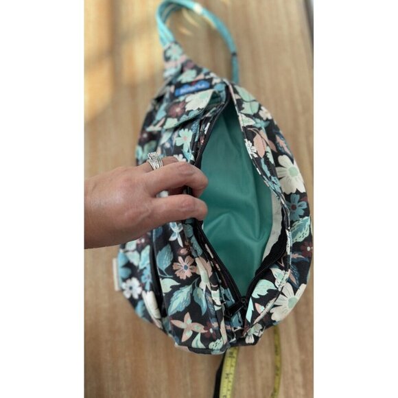 Kavu Floral Crossbody Bag - Teal and Brown - Picture 14 of 15